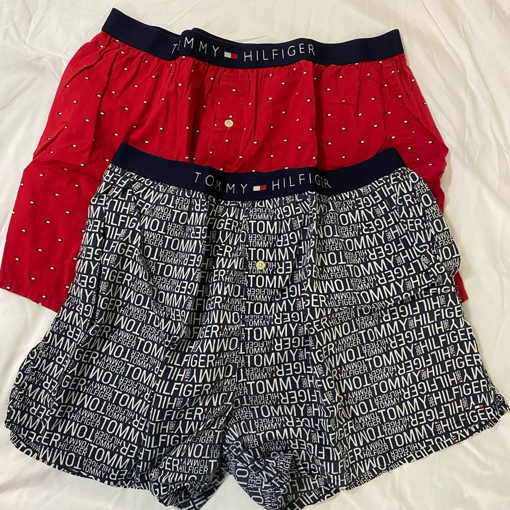 Tommy Hilfiger Red and Black Patterned Boxers